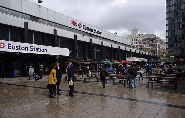 Interior of Euston station locker facility